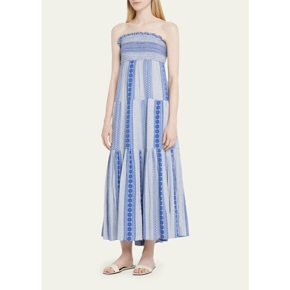 💕VERONICA BEARD💕 McKinney Strapless Cotton Maxi Dress Electric Blue Medium NWT - Picture 7 of 16